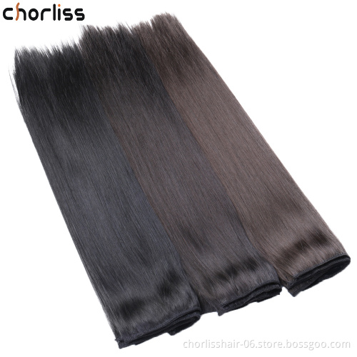 Imitate Human Hair Synthetic Clips In Hair Extensions Red Black Long Straight Heat Resistant  Protein Chemical FiberHairTangFree